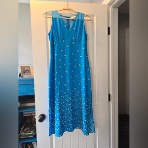 Blue Sleeveless V-Neck Maxi Dress